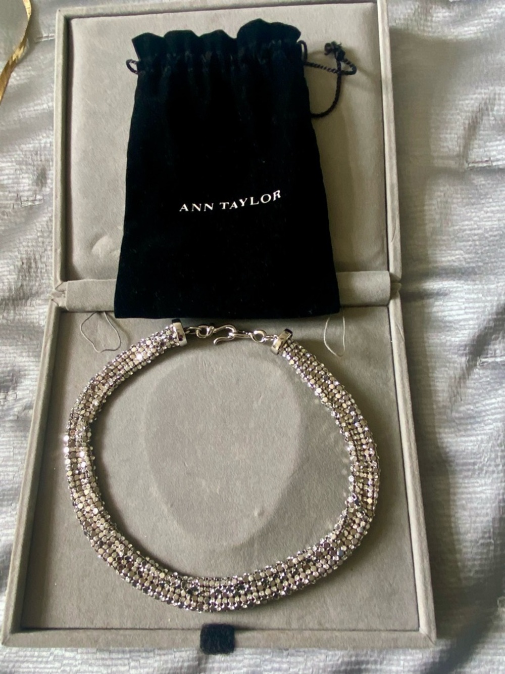 2000s Y2K Sparkly Mirror and Rhinestone Ann Taylor Necklace